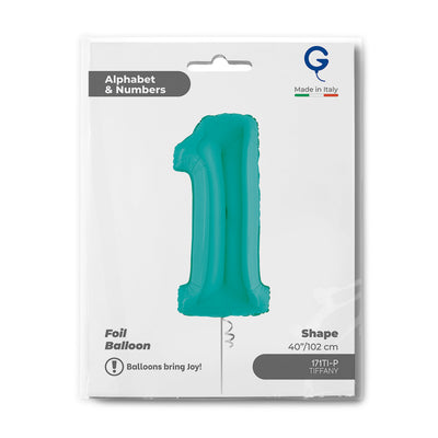 Number 1 Tiffany Foil Balloon 102cm