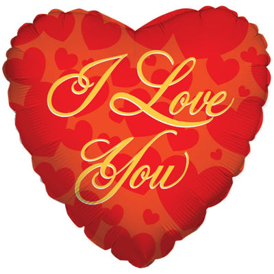 Balon folie inima I Love You rosu cu auriu 45cm 17326