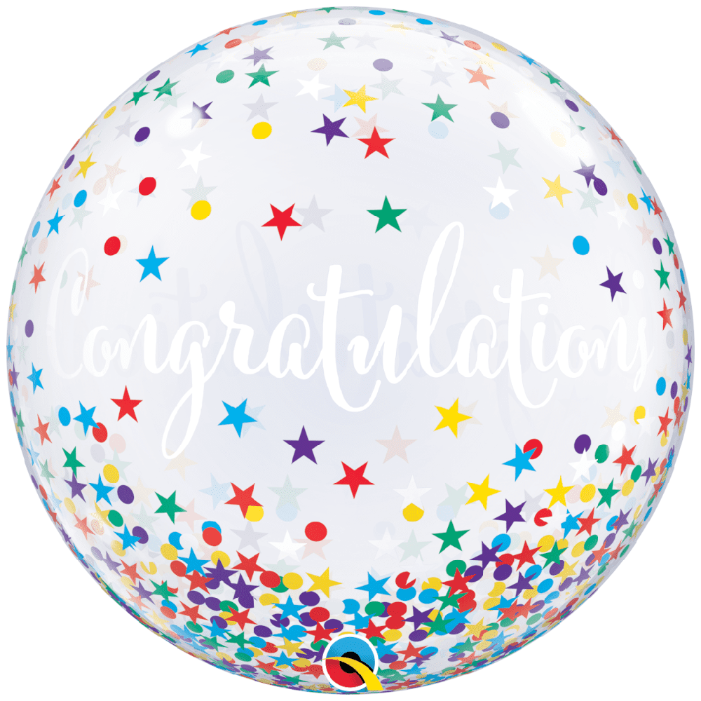 Deco Bubble Confetti Stars Congratulations 22inch - 55cm 17421 Qualatex