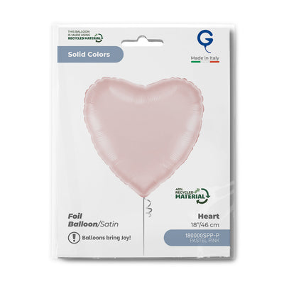 Satin Pastel Pink Heart Foil Balloon 46cm