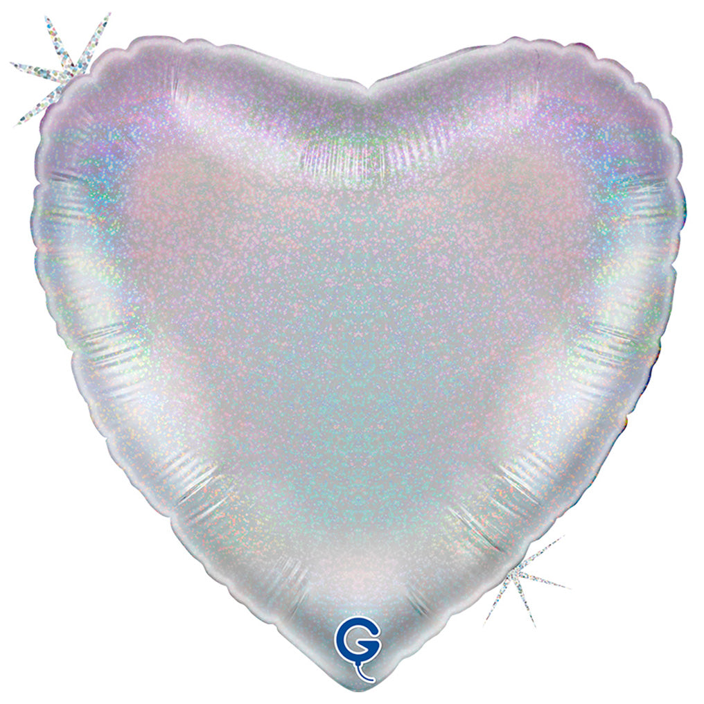 Balon Folie Inima Argintie Holografica 46 cm Grabo