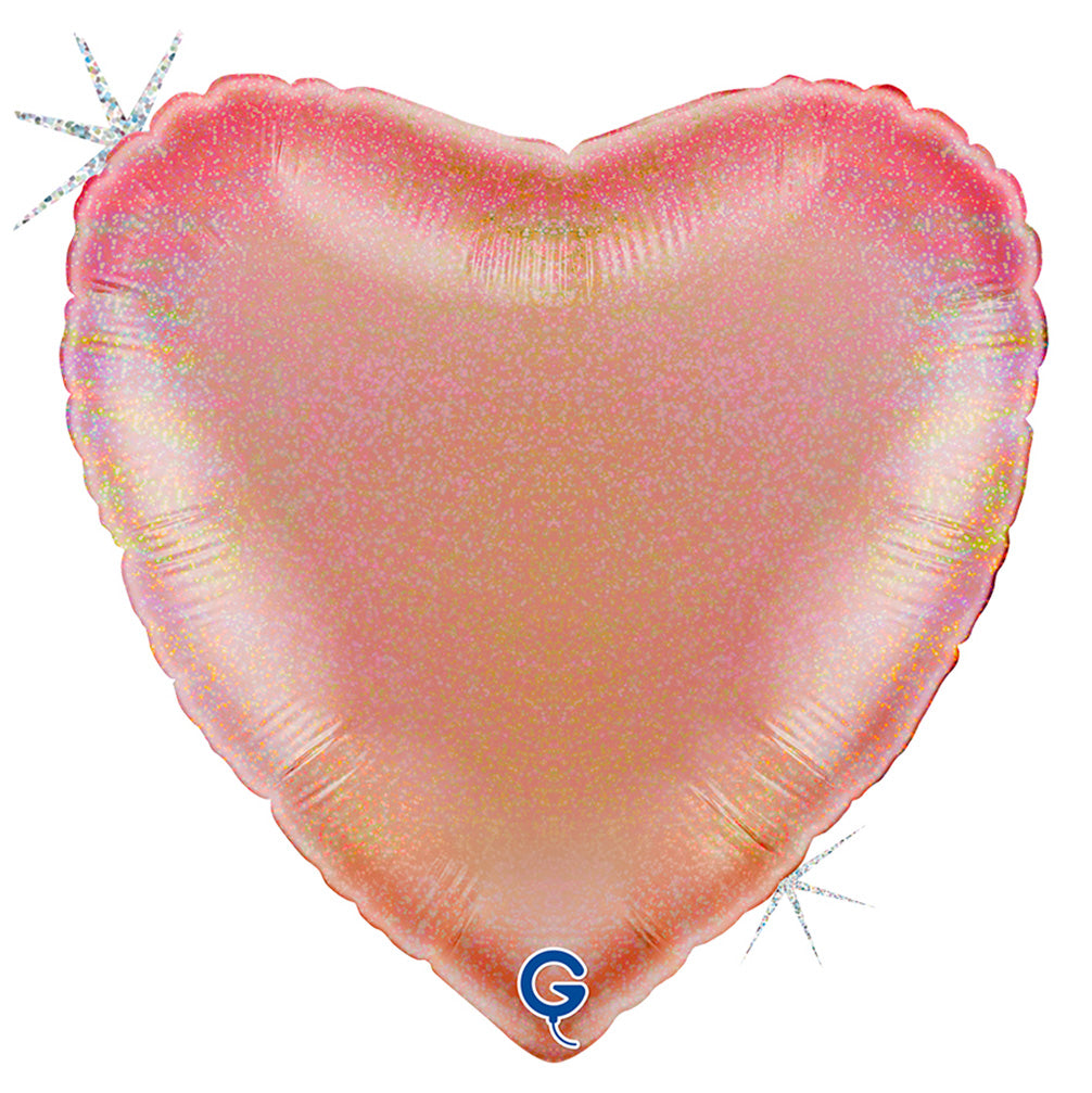 Balon Folie Inima Rose Gold Holografica 46 cm Grabo