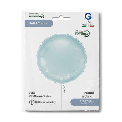 Satin Pastel Blue Round Foil Balloon 46cm