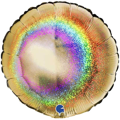 Round Holographic Gold Foil Balloon 46 cm Grabo