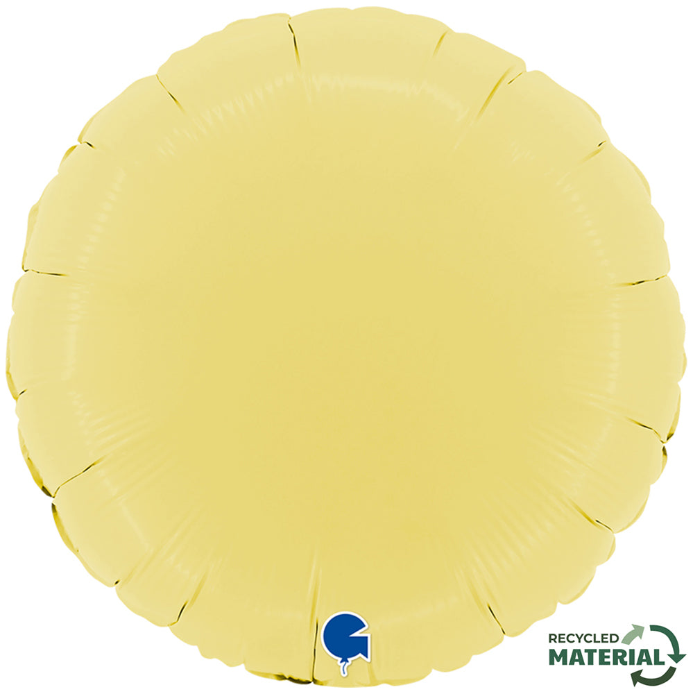 Matte Yellow Round Foil Balloon 46cm
