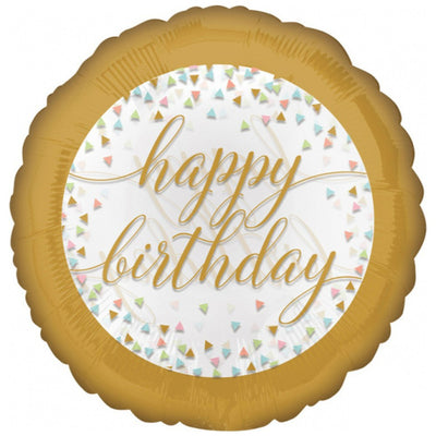 Foil Balloon Happy B-day Pastel Confetti 43cm AMS 37177 01