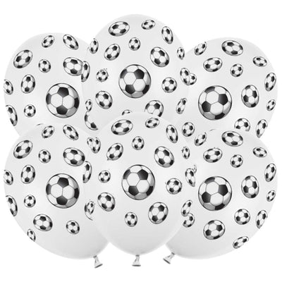 SET of 10 Soccer Ball print Latex Balloons 30cm White