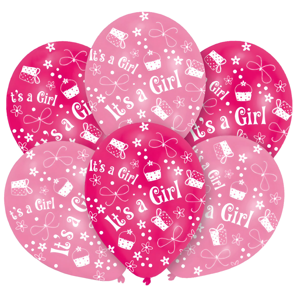 Set of 6 Latex Balloons Print Baby Girl 28cm INT995696