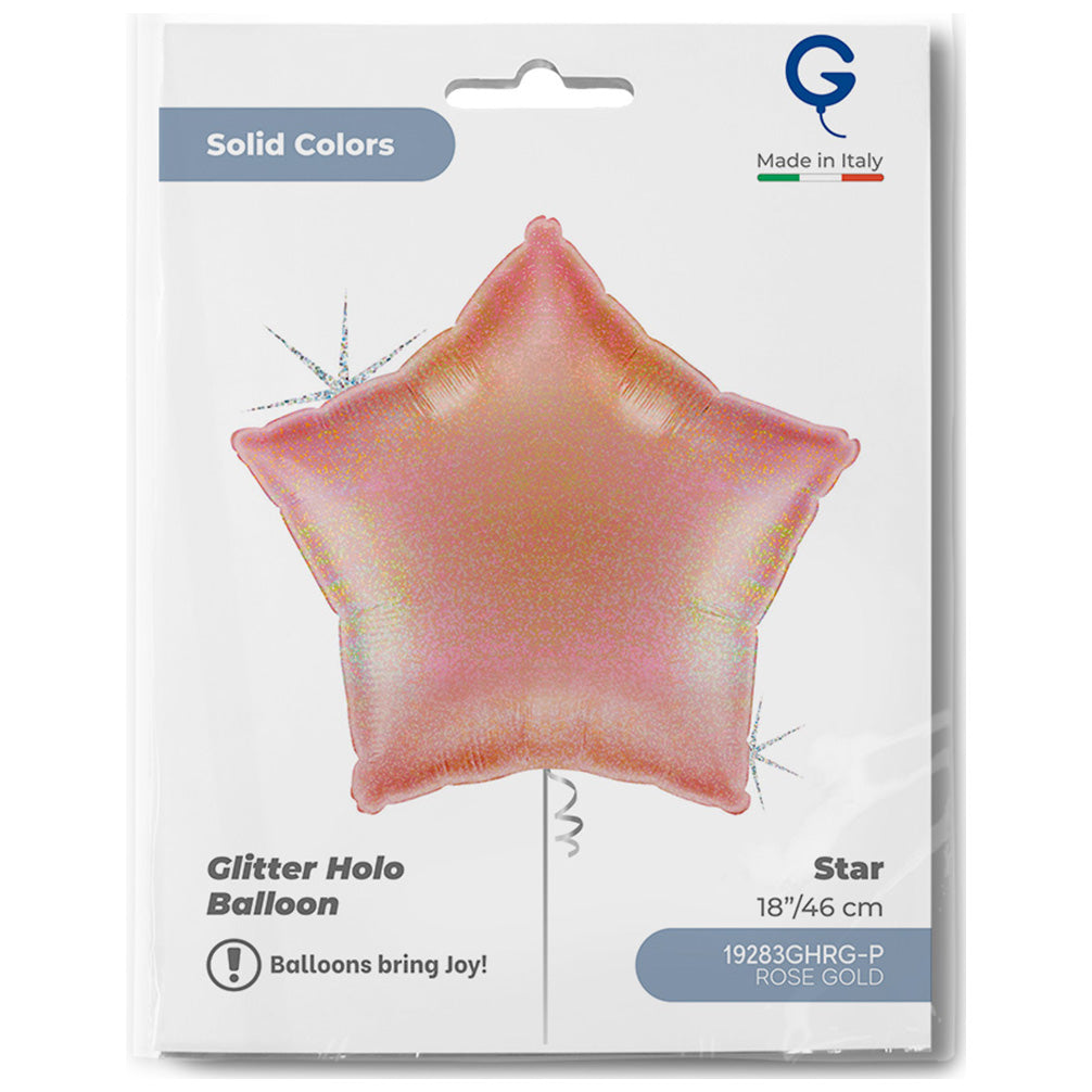 Balon Folie Stea Rose Gold Holografica 46 cm Grabo