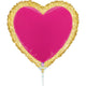 Fuchsia Heart Mini Figurine Foil Balloon Gold Frame 26cm 19438