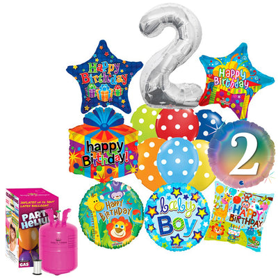 2nd Birthday Boy Balloon Pack (with large helium tank) - 2018150
