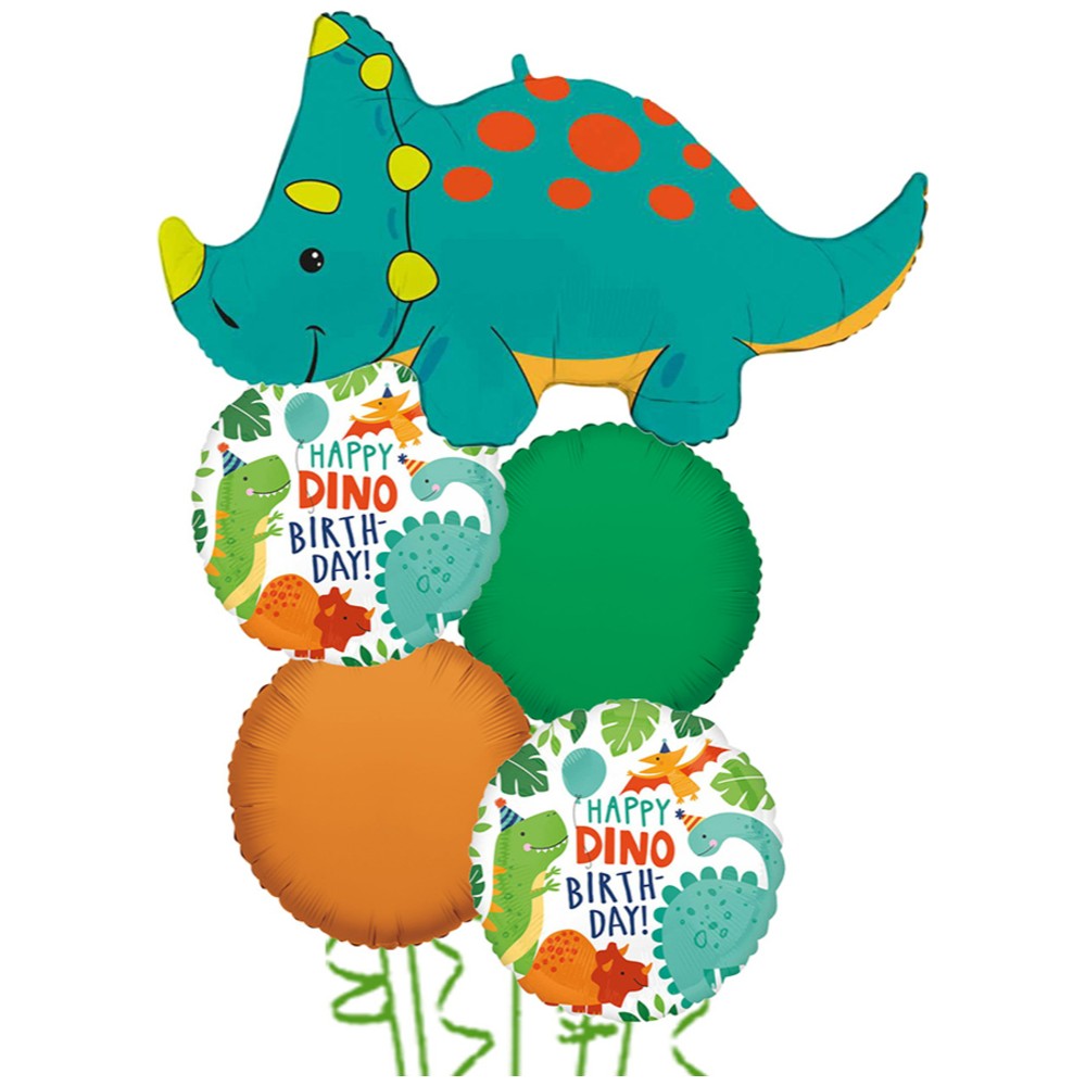Dinosaur Themed 5 Foil Balloon Bouquet - Triceratops 2022130