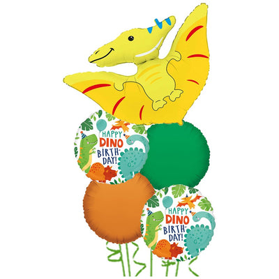 Bouquet of 5 Dinosaur Themed Foil Balloons - Pterodactyl 2022132