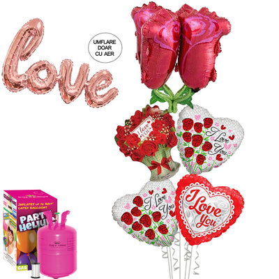 Pachet Baloane Valentine's Day (cu butelie mica)