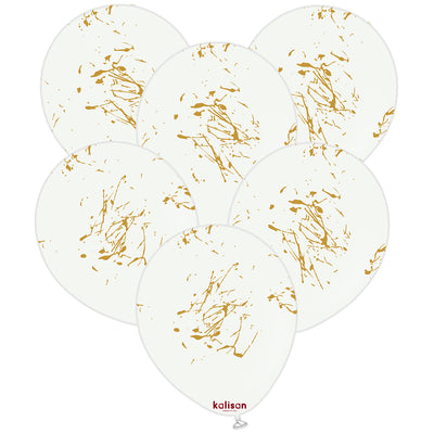 SET 25 Baloane latex 30cm Albe print Splatter Gold