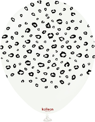 Baloane latex 30cm Safari Leopard - White (Print: Black)