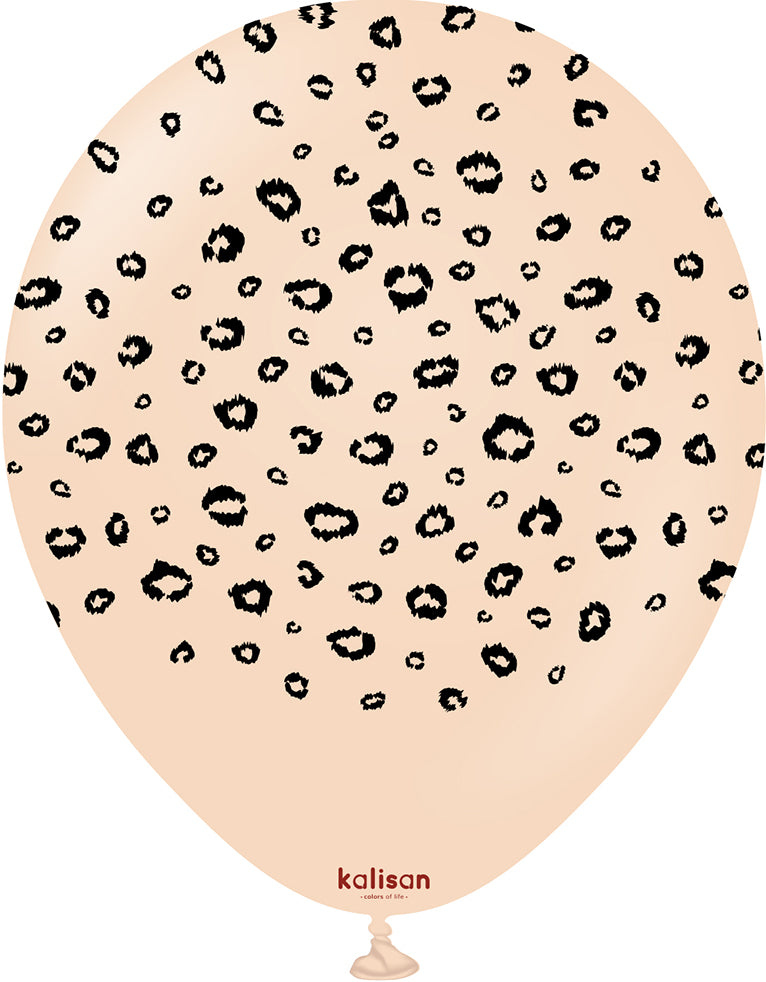 30cm Latex Balloons Safari Leopard - Blush (Print: Black)
