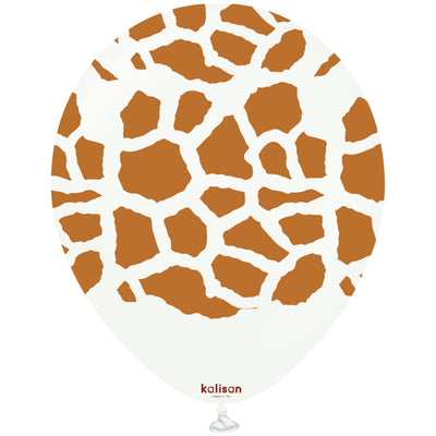 30cm Safari Giraffe Latex Balloons - White (Print: Caramel)