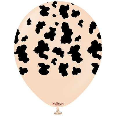 Baloane latex 30cm Safari Cow - Blush (Print: Black)