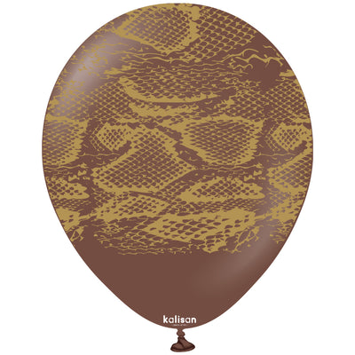 Baloane latex 30cm Safari Snake N - Chocolate Brown (Print: Gold)