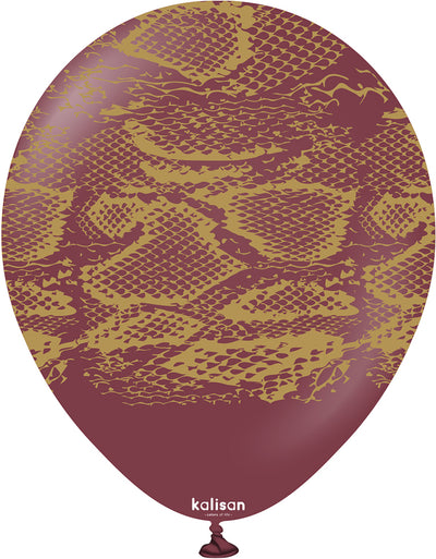 Baloane latex 30cm Safari Snake N - Burgundy (Print: Gold)