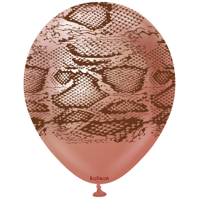 Baloane latex 30cm Safari Snake N - Mirror Rose Gold (Print: Dark Brown)