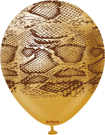 Baloane latex 30cm Safari Snake N - Mirror Gold (Print: Dark Brown)