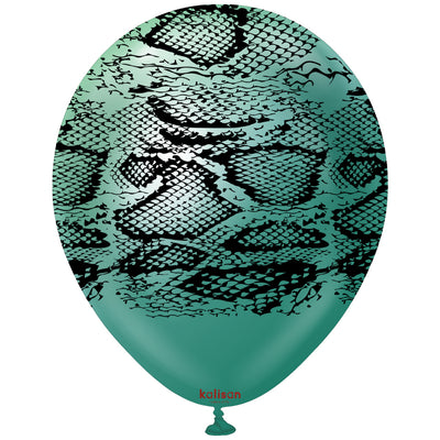 Baloane latex 30cm Safari Snake N - Mirror Green (Print: Black)
