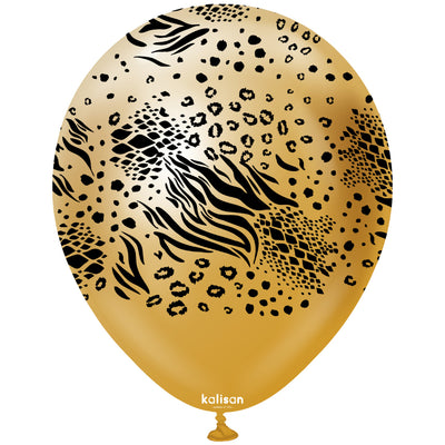 Baloane latex 30cm Safari Mutant - Mirror Gold (Print: Black)