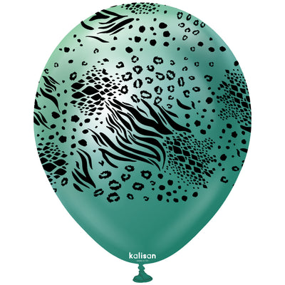 Baloane latex 30cm Safari Mutant - Mirror Green (Print: Black)