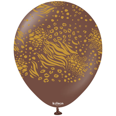 Baloane latex 30cm Safari Mutant - Chocolate Brown Print - Gold
