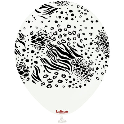 Latex Balloons 30cm Safari Mutant - White (Print: Black)