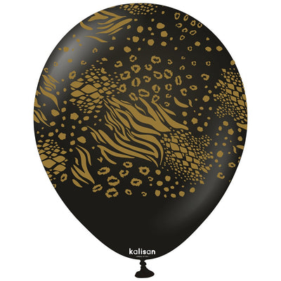 Baloane latex 30cm Safari Mutant - Black (Print - Gold)