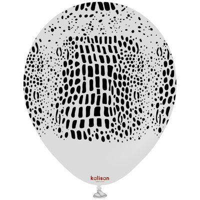 Baloane latex 30cm Safari Crocodile - Smoke (Print: Black)