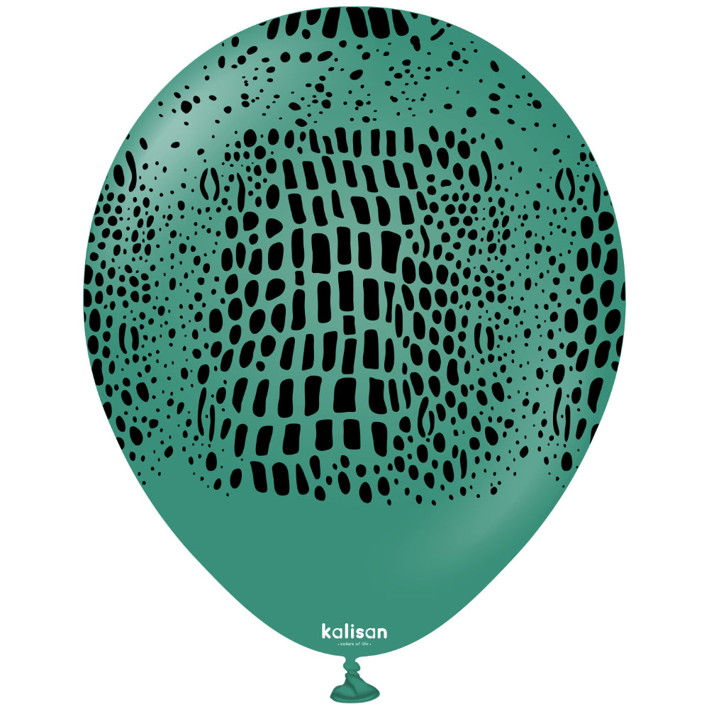 Latex Balloons 30cm Safari Crocodile - Sage (Print: Black)