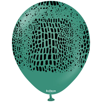 Baloane latex 30cm Safari Crocodile - Sage (Print: Black)