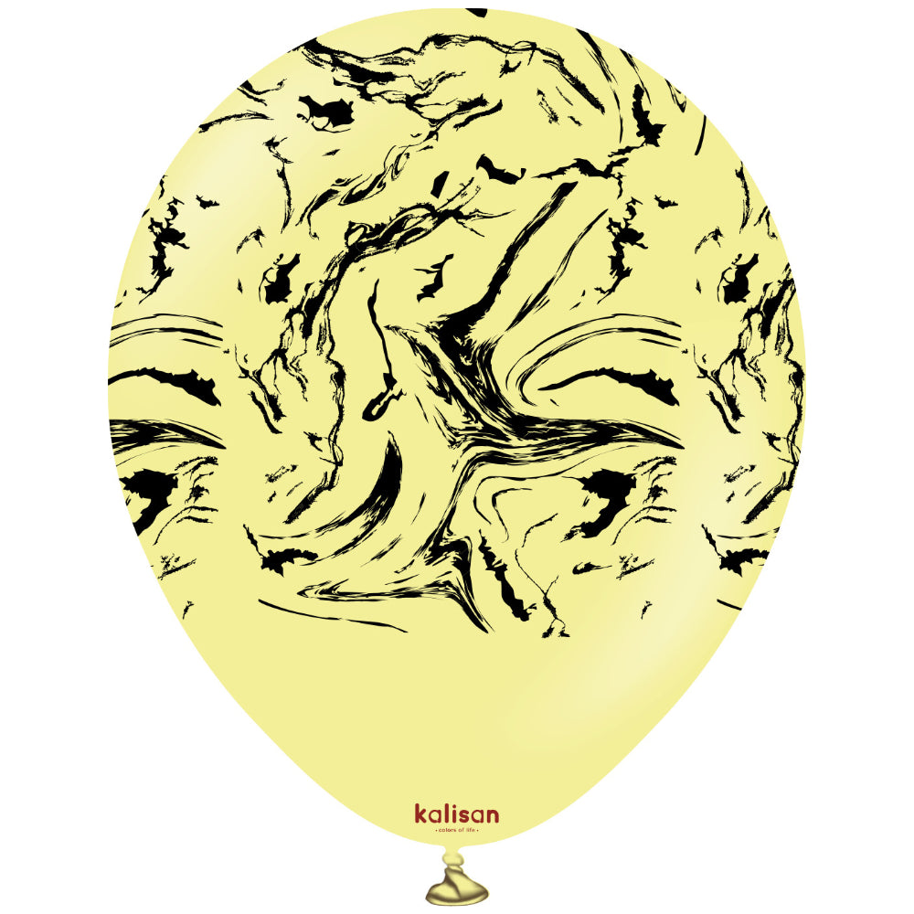30cm Space Nebula Latex Balloons - Macaron Yellow (Print: Black)