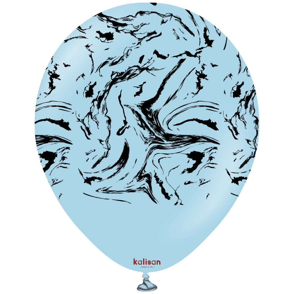 30cm Space Nebula Latex Balloons - Macaron Blue (Print: Black)