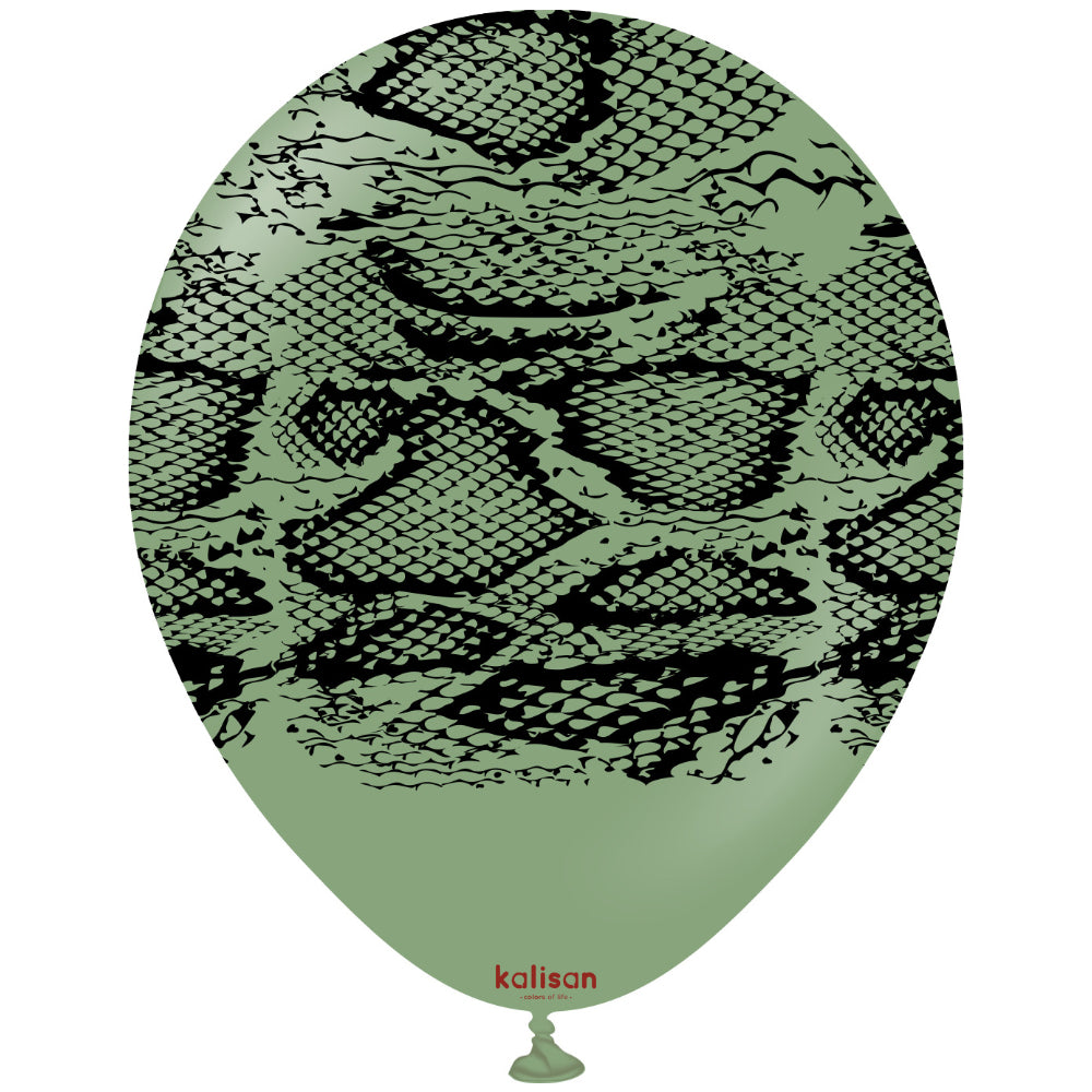 Latex Balloons 30cm Safari Snake N - Eucalyptus (Print: Black)