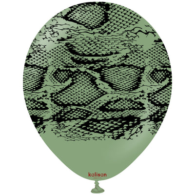 Baloane latex 30cm Safari Snake N - Eucalyptus (Print: Black)