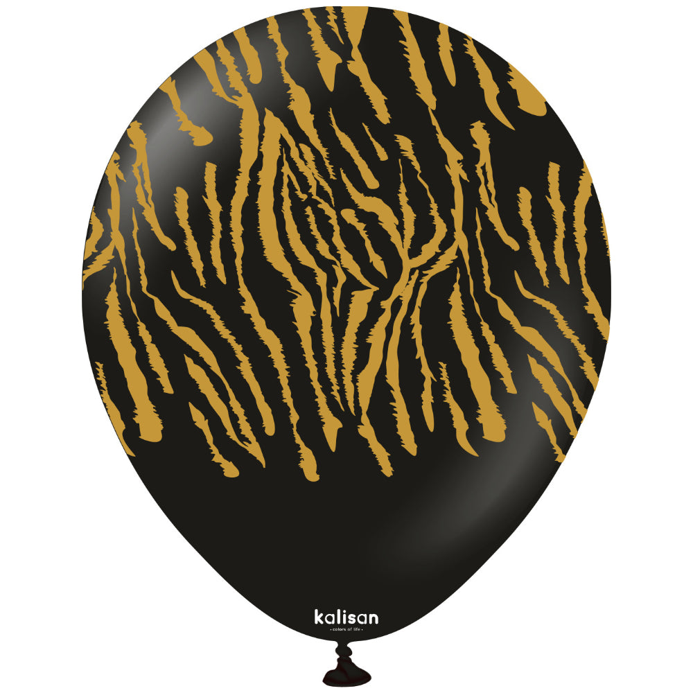 Latex Balloons 30cm Safari Tiger N - Black (Print: Gold)