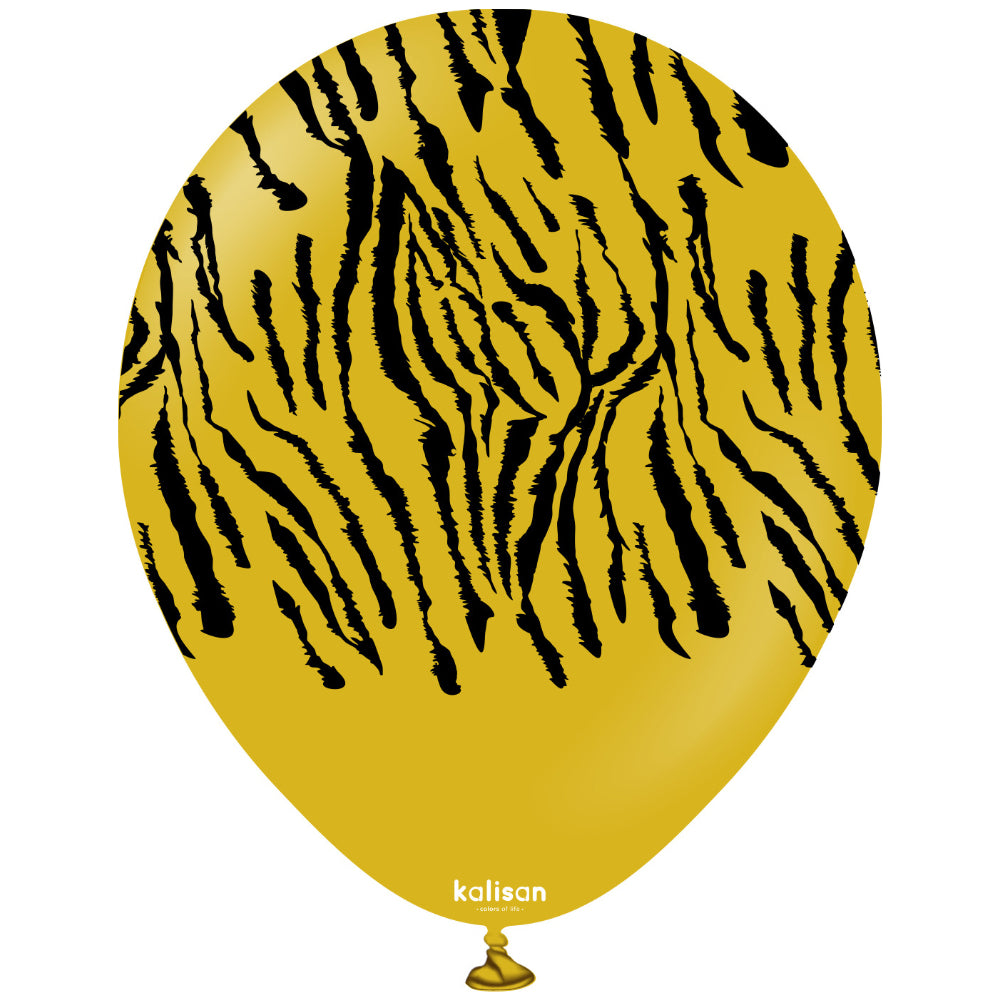 Latex Balloons 30cm Safari Tiger N - Mustard (Print: Black)