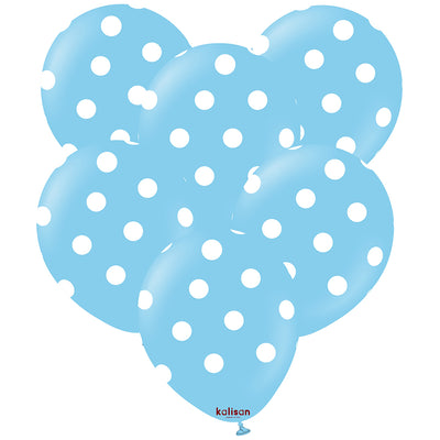 SET 25 Baloane latex 30cm Light Blue cu buline albe