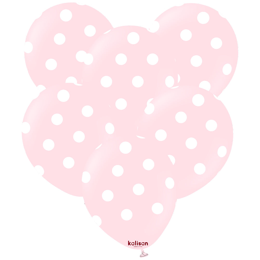 SET 25 Baloane latex 30cm Light Pink cu buline albe