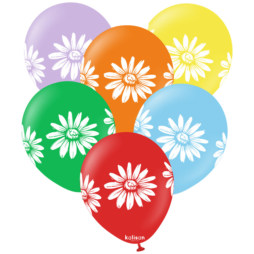 SET 25 Latex balloons 30cm assorted with Daisy print