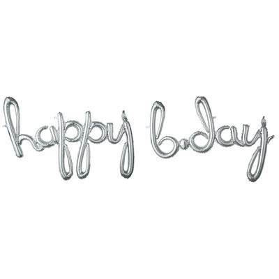 Balon Folie scris de mana Happy B-day argintiu AMS 37936 11
