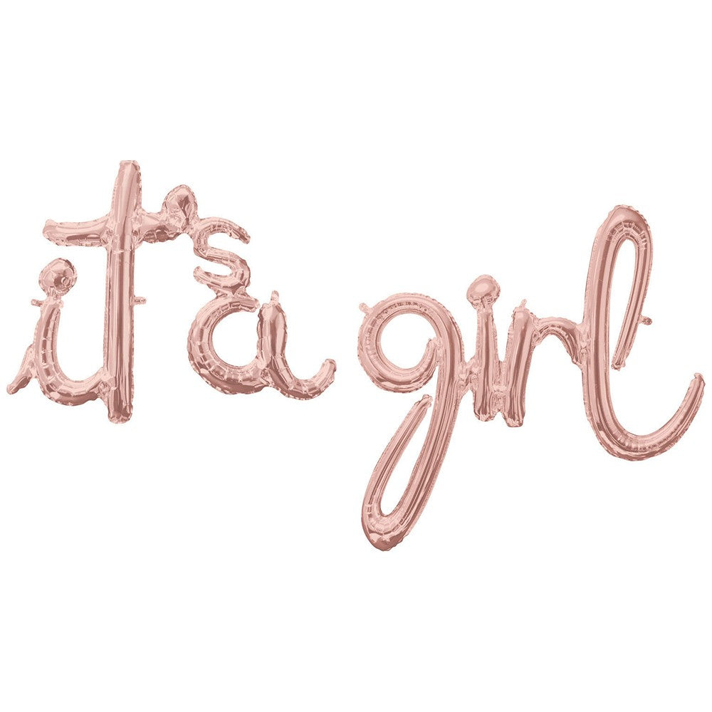 Foil Balloon Handwritten It's a Girl rose-gold 73x76cm AMS 39163 11
