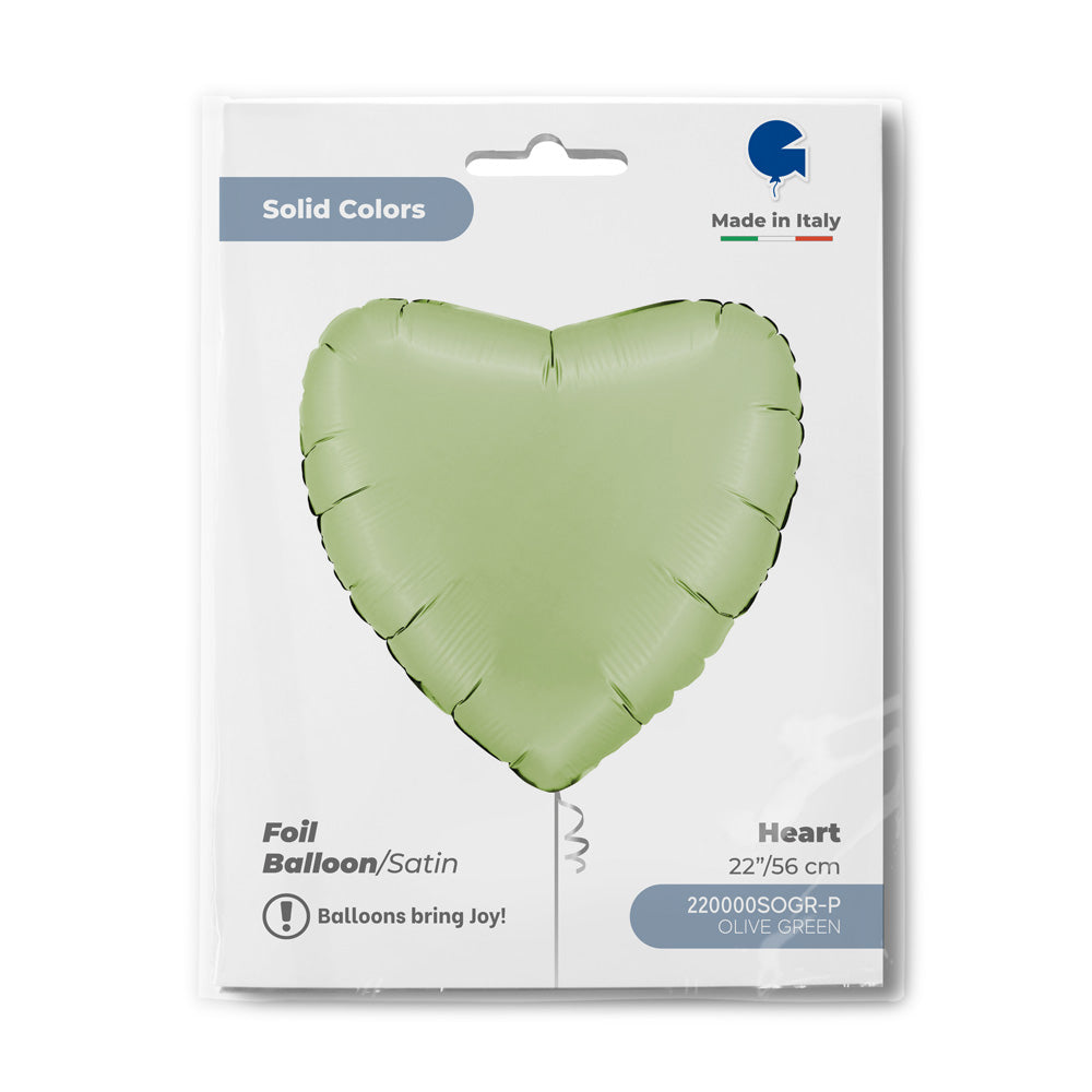 Foil Balloon Satin Olive Heart 56cm