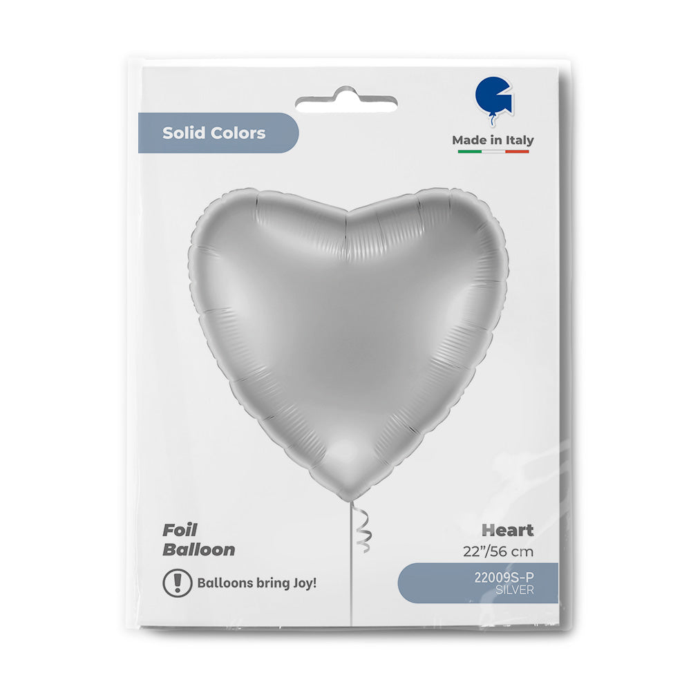 Silver Heart Foil Balloon 56cm