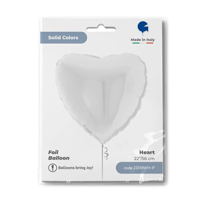 White Heart Foil Balloon 56cm